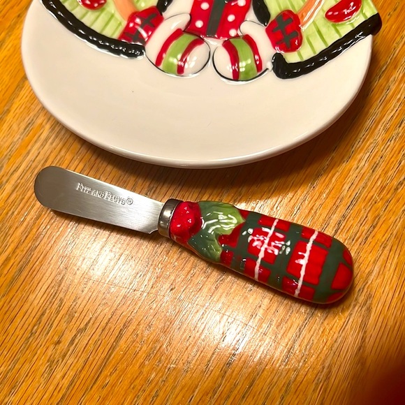 Fitz and Floyd snowman dip plate + spreader - Picture 3 of 12